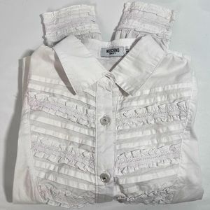 Moschino Baby white ruffle button down cotton girl shirt Size 122 Size 4-5 kids